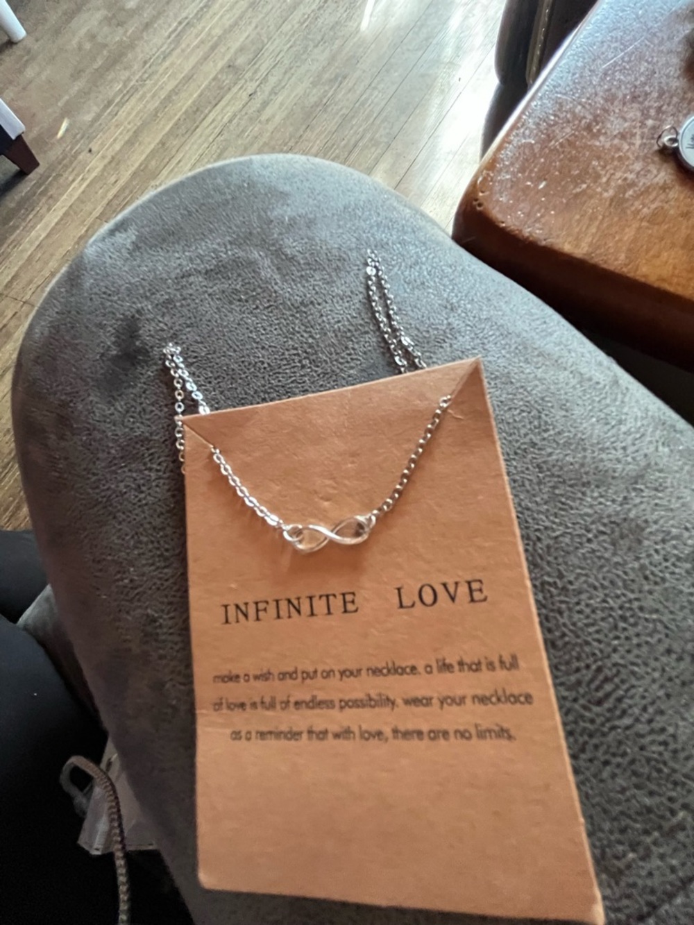 NEW STERLING SILVER INFINITE LOVE KNOT NECKLACE 18 to 20 inch adjustable